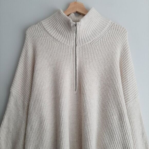 OLD NAVY Shaker-Stitch Half Zip Go-Recycled Pullover Sweater Ivory Sz XXL - Picture 3 of 16